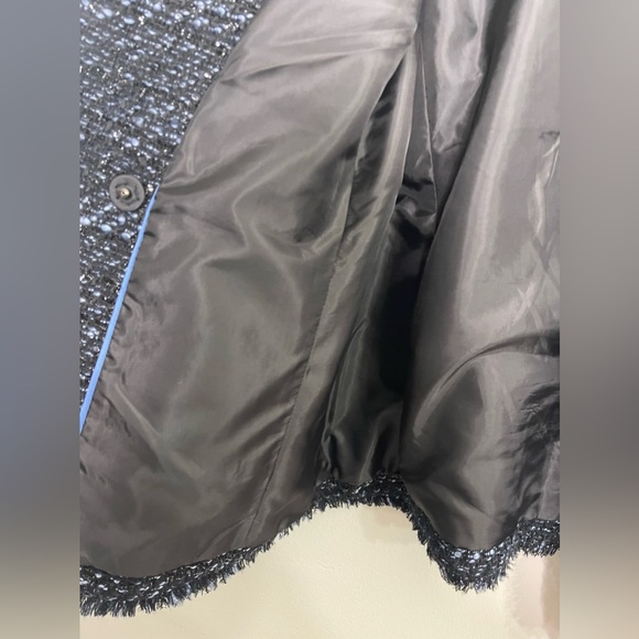 Talbots Shimmer Sparkly Blue Black Double Breast Blazer Sz 10P Career Holiday - Picture 10 of 14